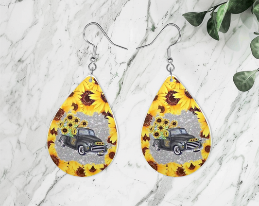 Sunflower Truck Earrings