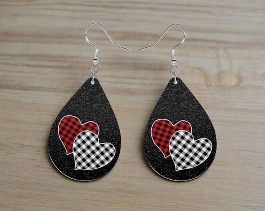 Plaid Heart Earrings