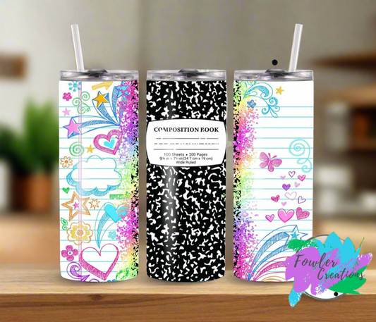 20 Oz Composition Personalized Tumbler