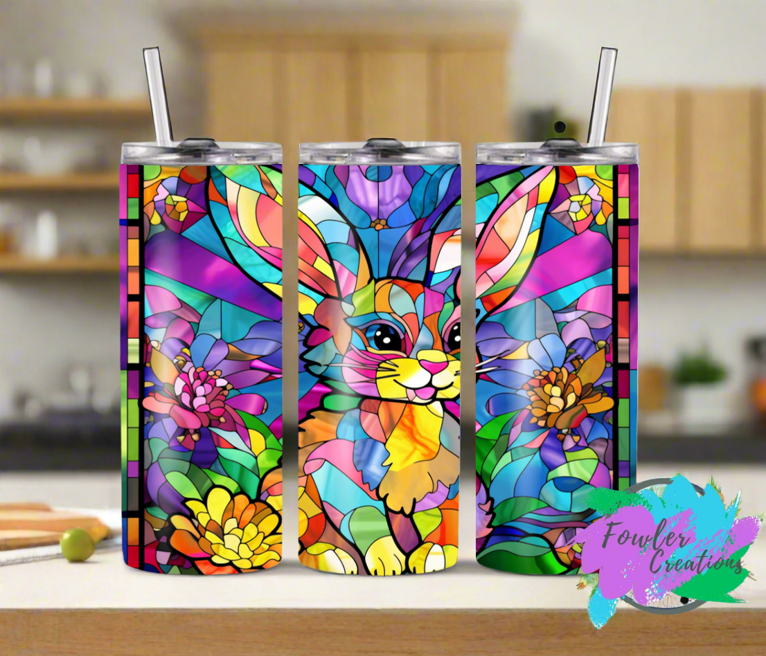 20 Oz Stained-Glass Rabbit Tumbler