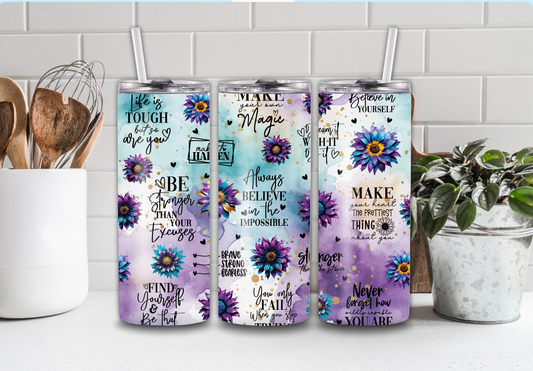 20 Oz Purple Motivational Tumbler