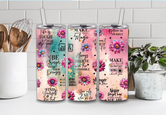 20 oz pink motivational Tumbler