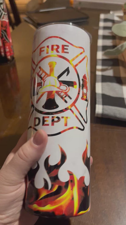 20 Oz White Fire Department Tumbler